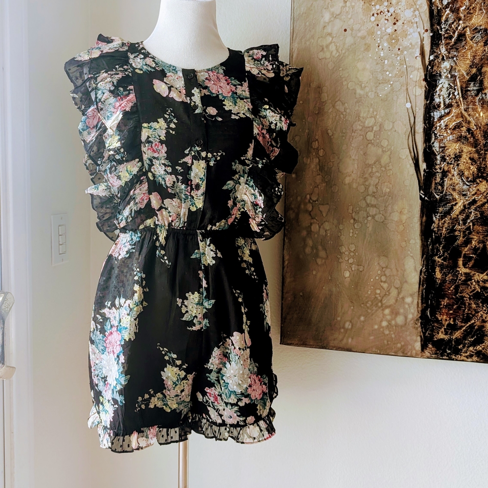 Walter Baker Black Floral Skirt